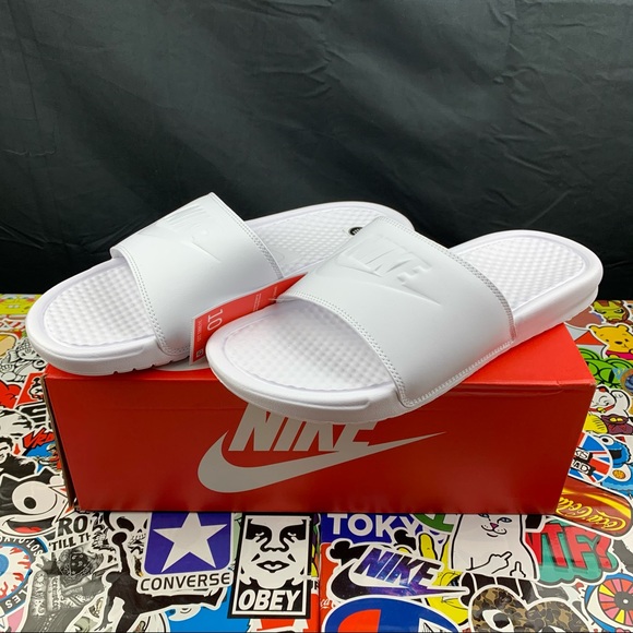 Nike | Shoes | Nike Benassi Jdi All White Womens Slides Various Sizes | Poshmark